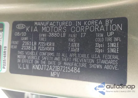 2011 Kia Soul ! from USA, damaged, VIN KNDJT2A21B7215484